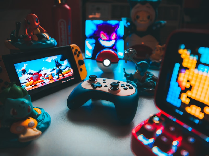 Gaming controller and hardware on a desk